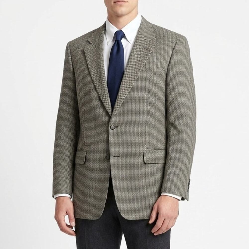 Brooks Brothers 346 Wool Sport Blazer Mens 44R Brown Houndstooth Tweed Classic